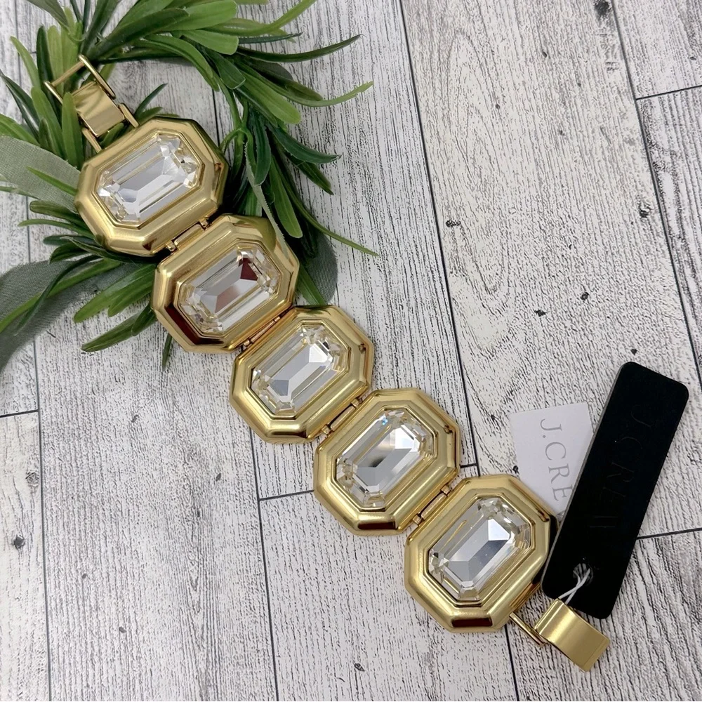 J.Crew Rectangle Faceted Crystal Bracelet New NWT - Picture 5 of 7